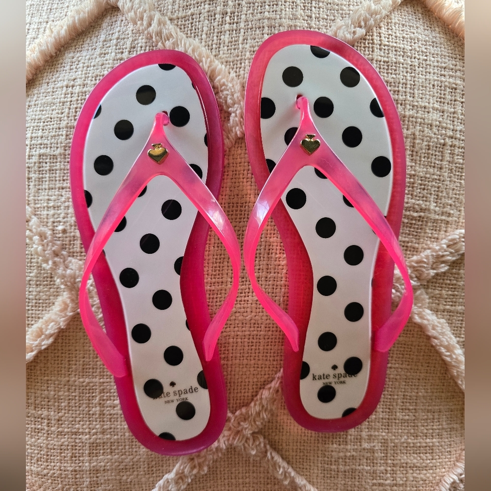 Kate Spade Pink and Black Polka Dot Sandals